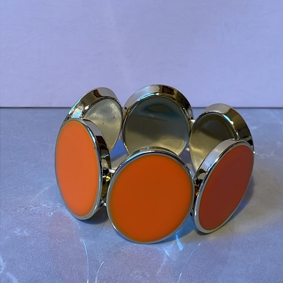 Gorgeous EUC statement bracelet orange and gold stretch bold fall look - Picture 2 of 8